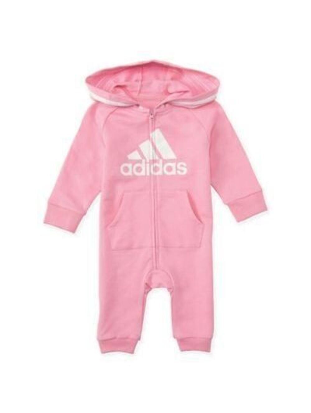 Adidas Baby Girls Long Sleeve Hooded Coveralls - Clear Pink